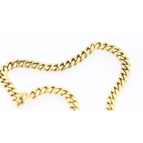 358 - 9 Carat Yellow Gold Curb Link Chain Necklace of Good Weight Cabochon Cut Sapphires Set by Closure 40... 