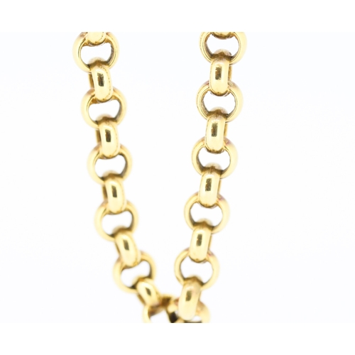 359 - 18 Carat Yellow Gold Barrel Link Chain Necklace of Good Weight 52cm Long