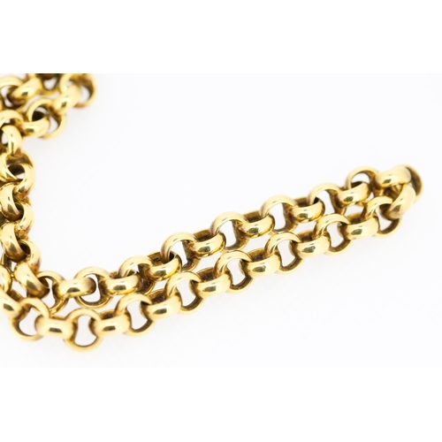 359 - 18 Carat Yellow Gold Barrel Link Chain Necklace of Good Weight 52cm Long