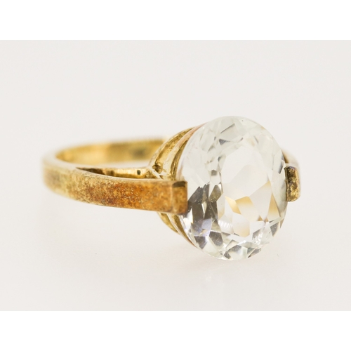 36 - Glacier Aquamarine Set Single Stone Ring Mounted in 9 Carat Yellow Gold Ring Size M and a Half