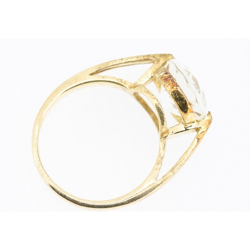 36 - Glacier Aquamarine Set Single Stone Ring Mounted in 9 Carat Yellow Gold Ring Size M and a Half