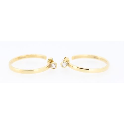 360 - Pair of Diamond Bezel Set Hoop Earrings Mounted in 9 Carat Yellow Gold Total Diamond Carat Weight Ap... 