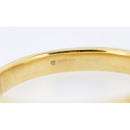 361 - 9 Carat Yellow Gold Bangle Bracelet Incised Floral Detailing Inner Width 6.5cm