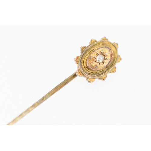 365 - 15 Carat Yellow Gold Diamond Set Stock Pin 6cm Long