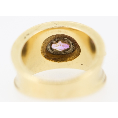 367 - Bezel Set Amethyst and Diamond Ring Mounted in 9 Carat Yellow Gold Ring Size O and a Half