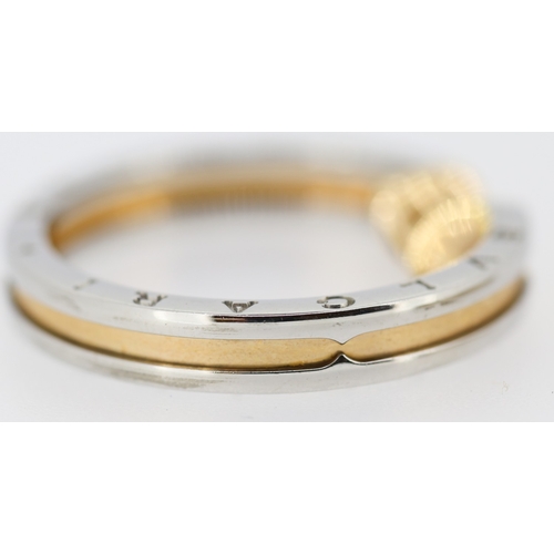 373 - Pair of BVLGARI 18 Carat Yellow and White Gold Hoop Earrings 1.5cm Diameter Each with Original Prese... 