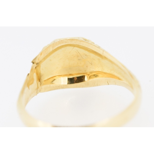 386 - 18 Carat Yellow Gold Rose Motif Signet Ring Size V