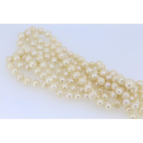 387 - Two Pearl Necklaces One 125cm Long One 46cm Long with 9 Carat Gold Clasp