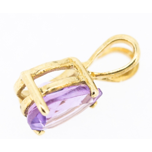 392 - Pear Cut Amethyst Set Pendant Mounted in 9 Carat Yellow Gold 1cm High