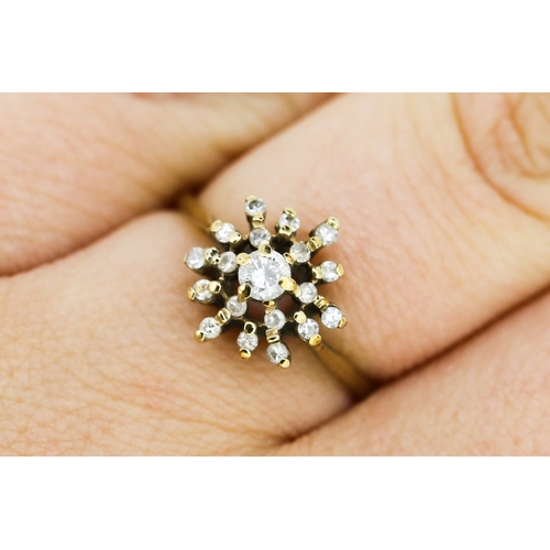 394 - Diamond Cluster Set Ring Mounted in 9 Carat Yellow Gold Ring Size N