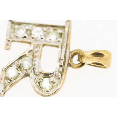 396 - Gemset Letter R Pendant Mounted in 9 Carat Yellow Gold 1cm High