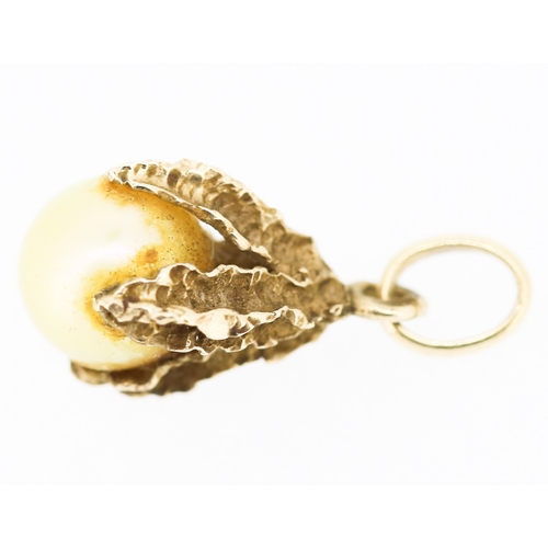 397 - Pearl Set Pendant Mounted in 9 Carat Yellow Gold 1.5cm High