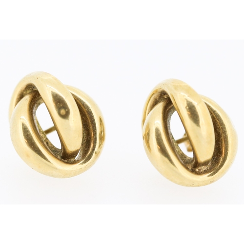 4 - Pair of 9 Carat Yellow Gold Knot Form Earrings 1.5cm High