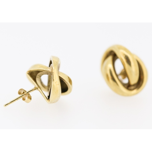 4 - Pair of 9 Carat Yellow Gold Knot Form Earrings 1.5cm High