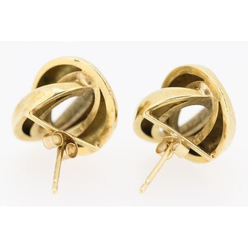 4 - Pair of 9 Carat Yellow Gold Knot Form Earrings 1.5cm High