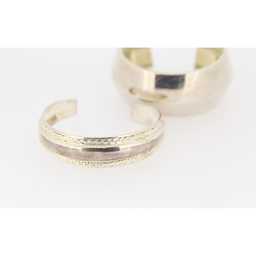 408 - Two Silver Cuff Bangle Bracelets