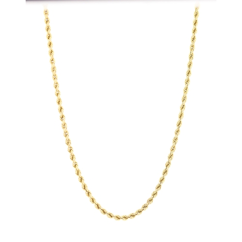 42 - 9 Carat Yellow Gold Rope Chain Necklace 44cm Long