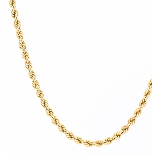 42 - 9 Carat Yellow Gold Rope Chain Necklace 44cm Long