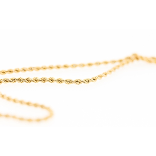 42 - 9 Carat Yellow Gold Rope Chain Necklace 44cm Long