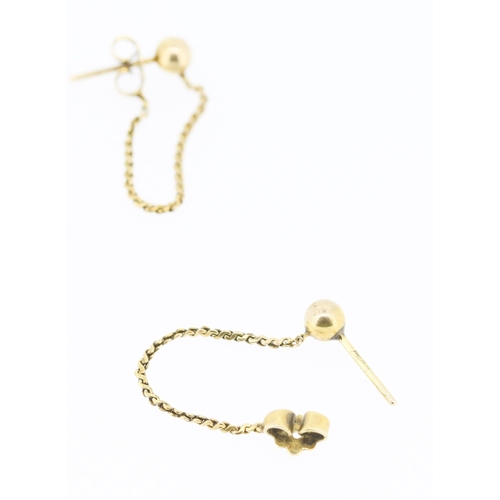 420 - Pair of 9 Carat Yellow Gold Bead Form Chain Earrings