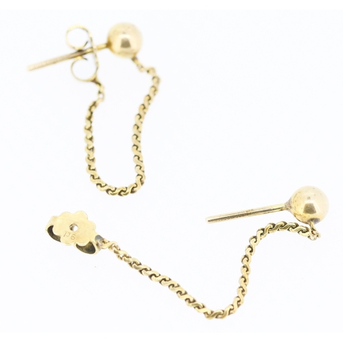 420 - Pair of 9 Carat Yellow Gold Bead Form Chain Earrings