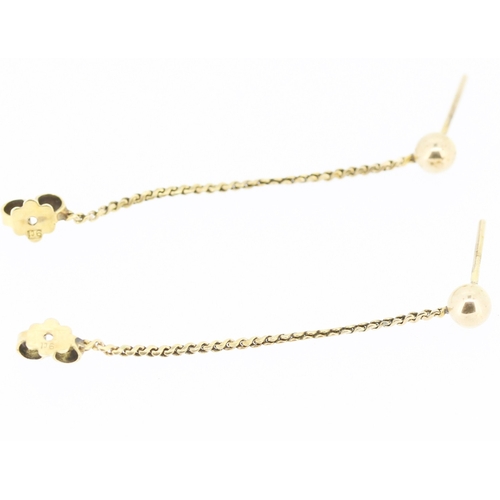 420 - Pair of 9 Carat Yellow Gold Bead Form Chain Earrings