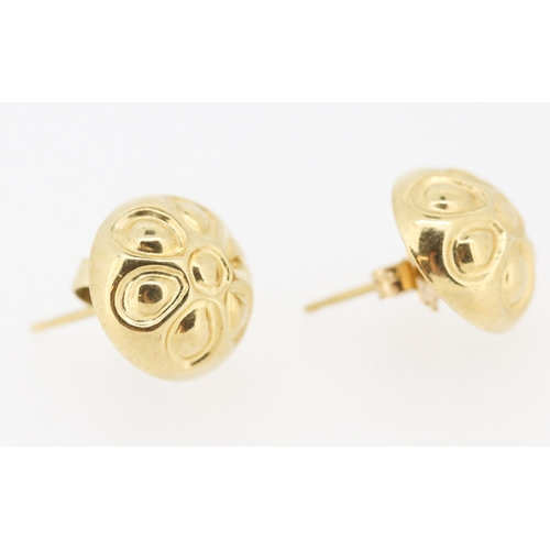 426 - Pair of 9 Carat Yellow Gold Flower Motif Dome Earrings Each 1cm High