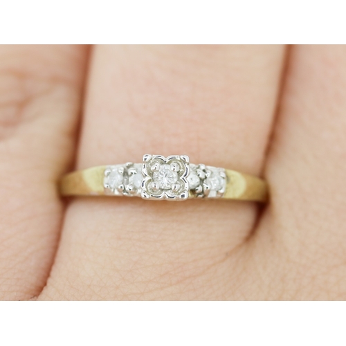 427 - Diamond Five Stone Ring Finely Detailed Set in 9 Carat Yellow Gold Ring Size P