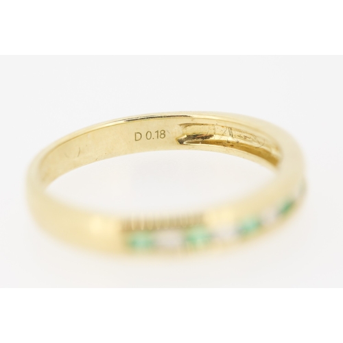 432 - Emerald and Diamond Channel Set Half Eternity Ring Mounted in 9 Carat Yellow Gold Ring Size N