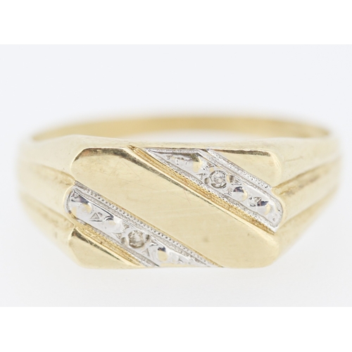 435 - Diamond Set 9 Carat Yellow Gold Panel Form Gentleman's Signet Ring Size X