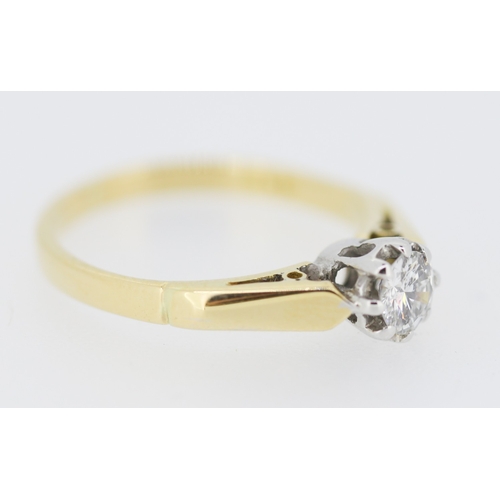 439 - Diamond Solitaire Rubover Set Ring Mounted in 18 Carat Yellow Gold Ring Size L