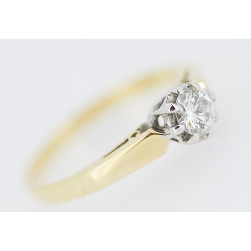 439 - Diamond Solitaire Rubover Set Ring Mounted in 18 Carat Yellow Gold Ring Size L