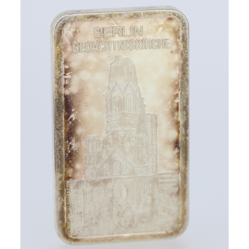 444 - 1 OZ Fine 999.9 Silver Bar 'Berlin Gedachtniskirche' by Degussa