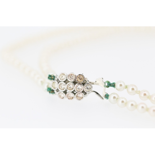 448 - Ladies Fantasy Pearl Two Strand Necklace 40cm Long