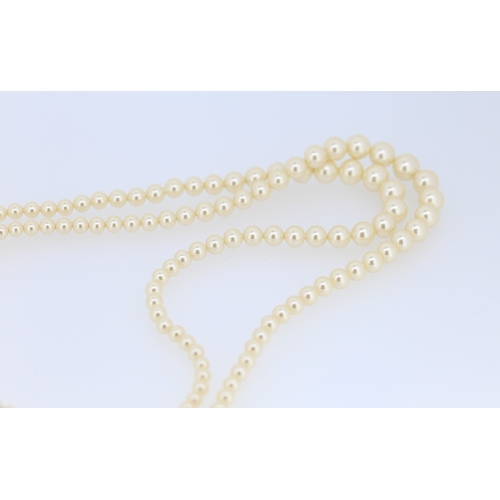 448 - Ladies Fantasy Pearl Two Strand Necklace 40cm Long