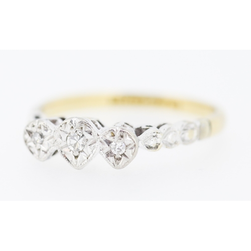 453 - Diamond Ring Rubover Set in Platinum Mounted on 18 Carat Yellow Gold Ring Size L