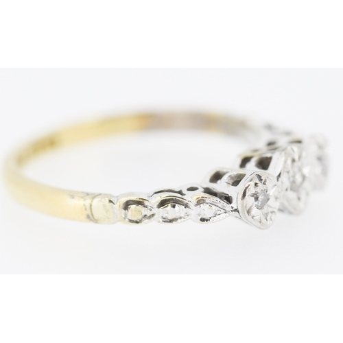 453 - Diamond Ring Rubover Set in Platinum Mounted on 18 Carat Yellow Gold Ring Size L