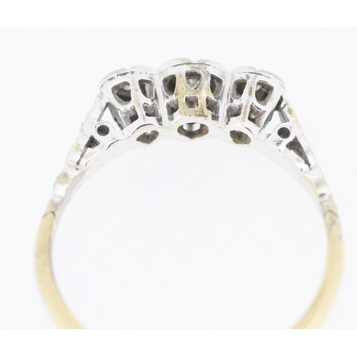 453 - Diamond Ring Rubover Set in Platinum Mounted on 18 Carat Yellow Gold Ring Size L