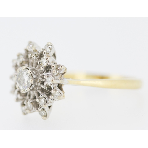 455 - Finely Detailed Diamond Cluster Set Ring Mounted in 18 Carat Yellow Gold Ring Size L and a Half