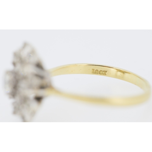 455 - Finely Detailed Diamond Cluster Set Ring Mounted in 18 Carat Yellow Gold Ring Size L and a Half