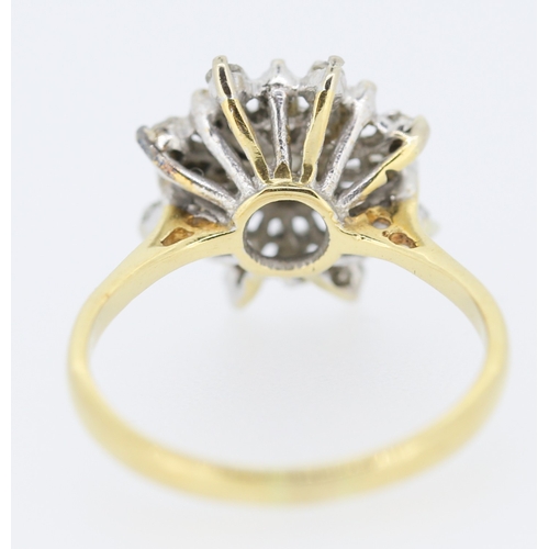 455 - Finely Detailed Diamond Cluster Set Ring Mounted in 18 Carat Yellow Gold Ring Size L and a Half