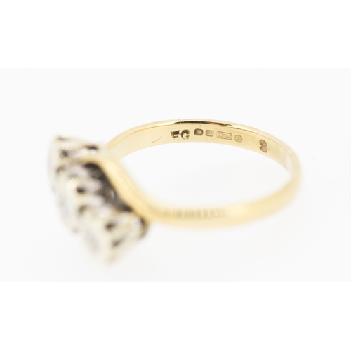 457 - Diamond Three Stone Rub Over Setting Ring Mounted in 9 Carat Yellow Gold Ring Size L and a Half