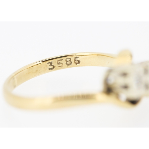 457 - Diamond Three Stone Rub Over Setting Ring Mounted in 9 Carat Yellow Gold Ring Size L and a Half