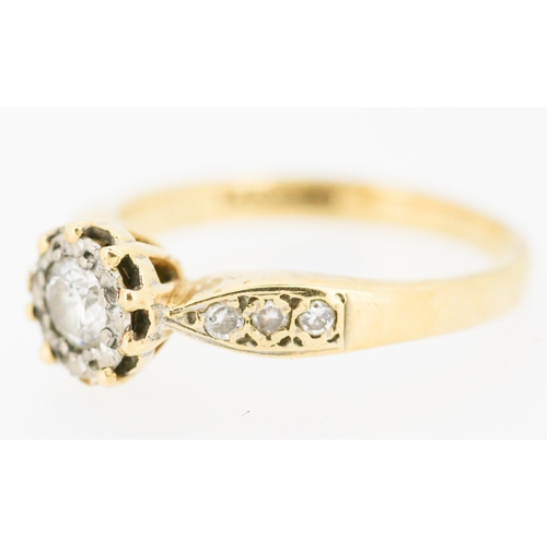 462 - Diamond Set Ring Mounted in 9 Carat Yellow Gold Further Diamonds Set to Shoulders Ring Size K