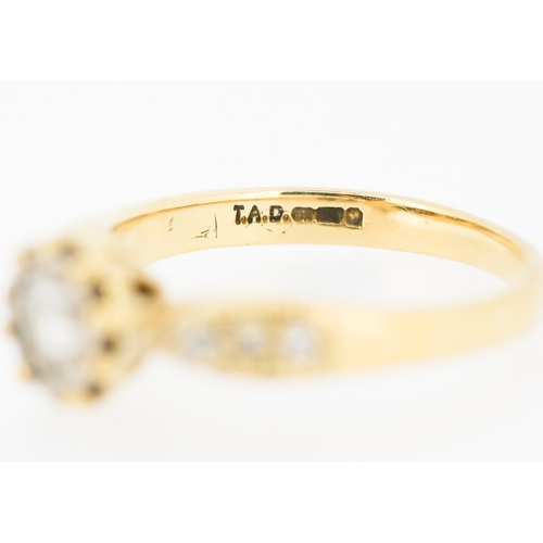 462 - Diamond Set Ring Mounted in 9 Carat Yellow Gold Further Diamonds Set to Shoulders Ring Size K