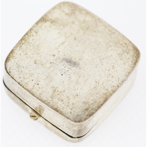 466 - Silver Pill Box Incised Detailing Hinged Cover 3cm by 3cm