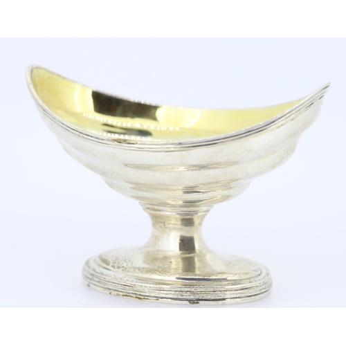 468 - Silver Bon Bon Dish Gilt Interior Banded Rim 10cm Long 6cm Wide 7cm High