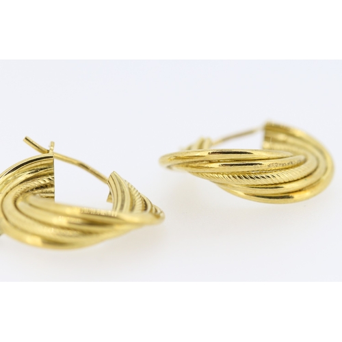 473 - Pair of 9 Carat Yellow Gold Multi-Row Hoop Earrings 2cm High