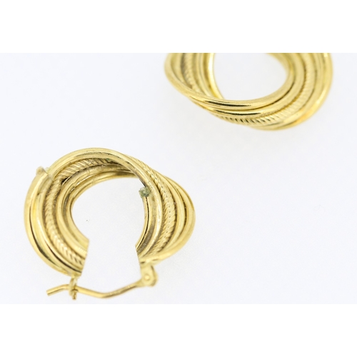 473 - Pair of 9 Carat Yellow Gold Multi-Row Hoop Earrings 2cm High