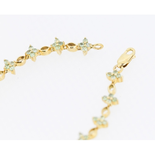 474 - Aquamarine Set Ladies Fancy Link Bracelet Finely Detailed Set in 9 Carat Yellow Gold 19.5cm Long